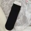Meias de Cor Sólida com Dupla Babado para Mulheres, Meias de Cano Médio, Estilo Coreano para Primavera e Outono, Meias Slouch Tendência Japonesa Retrô para Mulheres