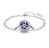 Pulsera de acero titanio con incrustaciones de diamantes calada tipo hilo de aromaterapia para difusión de aceites esenciales Pulsera con patrón de árbol de la vida europeo y americano venta al por mayor