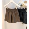 Shorts de couro para mulheres outono e inverno roupas externas 2024 Nova chegada Explosivo Preto Cintura Alta Em Forma de A Perna Larga Calças de Couro PU