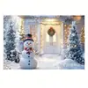 Tela de fondo navideño más vendida a nivel transfronterizo, con impresiones de alta definición de una cabaña en una noche nevada, perfecta para envolver regalos y decoraciones navideñas.