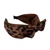 Diadema Coreana Retro Estampado de Leopardo Color Contrastante Lazo Ala Ancha Tela Versátil Simple de Alta Gama Diadema de Parte Superior Alta