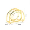 Porta Servilletas Dorado de Hierro con Forma de Abanico de Lujo Ligero, Porta Servilletas de Mesa, Estante de Almacenamiento de Servilletas para Mesa de Hotel y Restaurante, Venta al por Mayor
