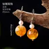 Pendientes transfronterizos de acero de titanio y cristal natural, pendientes de ágata aguamarina, ganchos para orejas de perla de agua dulce, venta al por mayor de pendientes de cristal