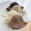 Sombrero de Paja Hecho a Mano Estilo Coreano para Mujer, Sombrero Fresco con Visera Estilo Japonés para Salidas de Primavera y Verano, Dulce y Versátil