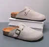 Pantuflas Cerradas Transfronterizas para Hombre, Zapatos Estilo Birkenstock con Suela de Madera para Interiores, Sandalias Casuales de Medio Paso para Hombre Talla Grande, Estilo Pareja