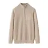 Fábrica Transfronteiriça 2026 Suéter de Cashmere Puro com Zíper e Gola Alta Meia-Boca Feminino Slim Fit Camada Base de Outono e Inverno
