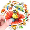 Novo conjunto de 50 adesivos fofos de abelha em estilo aquarela, com joaninhas e flores, ilustrações em desenho animado para material escolar e journaling