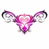 Adesivos de Tatuagem Gradiente Coração Morcego Cintura e Quadril, Adesivos à Prova d'Água Doces e Descolados para Cintura e Quadril