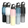 Taza térmica de acero inoxidable 304 color degradado 32oz/40oz gran capacidad portátil para coche deportes con pajita