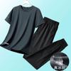[Entrega Rápida] Conjunto Esportivo Masculino de Verão Respirável Casual Absorvente de Suor Manga Curta Calça Conjunto de Duas Peças de Seda Gelada