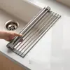 Cortina de agua de silicona plegable para cocina, tapete escurridor para escurrir platos y recipientes, tapete para agua del fregadero, estante de almacenamiento, artículo útil