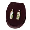 Novos Brincos de Bambu Esmaltado Estilo Chinês com Zircônia Brincos Únicos de Alto Padrão Brincos Elegantes Bonitos Brincos Dourados para Mulheres