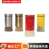 Botella de Condimentos de Acero Inoxidable con Tapa de Vidrio Transfronteriza, Agitador de Especias Giratorio Multicolor, Botella de Condimentos de Comino y Pimienta para Barbacoa Casera