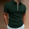 Camisa Polo Masculina de Manga Curta 2026 Verão Transfronteiriça, Gola Reversível, Cor Sólida, Caimento Casual, Moda Masculina Europeia e Americana