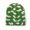 Gorro de Punto Nuevo Transfronterizo para Otoño e Invierno, Gorro con Estampado de Nube para Mujer, Gorro de Lana Cálido de Moda, Gorro de Moda
