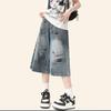 Graffiti 7 Seven Points Denim Shorts Feminino Verão Estilo Americano Retro Solto Casal Reto Pernas Largas 5 Five Points Calças da Moda