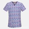 Uniformes de Enfermera con Estampado de Dibujos Animados Populares de Amazon Transfronterizos para Mujer Camisetas de Manga Corta con Cuello en V Tops Overoles de Uniforme Quirúrgico para Hombre