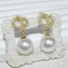 Aretes de Perlas Grandes Punto Perla Blanco Australiano Nanyang Jinbei Aretes Aretes Estilo Europeo y Americano Aretes de Perlas Grandes