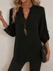 2026 Outono Europeu e Americano Comércio Exterior Transfronteiriço Novo Estilo Feminino Casual Solto Tamanho Grande Gola V Cor Sólida Camisa
