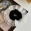 Goma para el pelo de encaje multicapa suave estilo francés, de malla plisada extra grande, nuevo accesorio súper de hada para el cabello