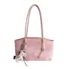 Bolsa Tote de Ombro Único Casual Fashion Texturizada Retro Moda Feminina Cor Sólida Nova Primavera para o Trabalho