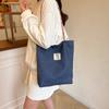 Bolsa de Lona Jeans Xadrez Duplo Pão da Moda Versátil Bolsa Tote para Trabalho Disponível em Ambos os Lados Bolsa de Mão Vintage com Contraste