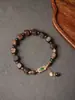 Pulsera Auténtica de Madera Qinan Verde Ágata Malaquita Cristal Fantasma Rojo del Sur Cuentas de Oración Budista Joyería de Madera Vintage de Nicho