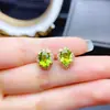 Celebridad de Internet Pendientes Románticos Naturales de Peridoto Diseño de Nicho Plata Completa Chapado en Oro Piedra Preciosa Verde Menta Fresco 6*8mm
