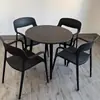 Juego de Plástico para Reuniones de Ocio al Aire Libre con Mesa Redonda Pequeña y Sillas para Balcón, Popular en Cafeterías de Té de Leche de Moda, Mesa de Comedor Simple para Uso al Aire Libre