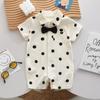 Ropa de bebé de verano, fina, con abertura frontal y hebilla, para recién nacidos, ropa de bebé de lunares, ropa de bebé niño, ropa de bebé de manga corta de una pieza
