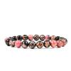 Pulseira europeia e americana de pedra natural nova, pulseira nicho zebra rosa, grão de madeira vermelho, obsidiana linha preta, padrão vermelho, pulseira para casal