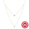 Nuevo collar de plata de ley 925 de doble capa Ojo del Diablo Palma Cadena de clavícula creativa con incrustaciones de diamante de venta caliente europea y americana para mujer