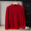 Cashmere com toque de bebê ~ Suéter de cashmere 100% puro, espessado de dupla camada, para homens, gola alta discreta, pulôver casual de negócios