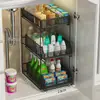 Estante de Almacenamiento en Capas Gabinete Estante para Debajo del Fregadero Gabinete de Baño Debajo del Lavamanos Gabinete Inferior Canasta Extraíble Multicapa