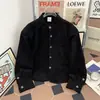 Chaqueta Elegante de Pana Negra de Alta Inteligencia Estilo Chino Nuevo con Cuello Alto Botones para Hombre Modelo Nuevo 2026