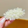 Grampo de Cabelo Artesanal de Cristal e Pérola Estilo Francês 2026, Acessório de Cabelo com Toque de Luxo, Presilha Elegante para Franja Lateral, Presilha Bico de Pato