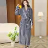 Pijama de Waffle Estilo Nuevo para Mujer Bata Larga de Noche Primavera y Otoño Talla Grande Manga Corta Bata de Baño Hotel