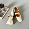 Zapatos de mujer estilo pastoral francés vintage Mary Jane de punta cuadrada con correa única suave, que aumentan la altura 5 cm