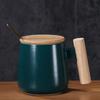 Nordic simples 1314 caneca de cerâmica cabo de madeira com tampa colher de água de escritório xícara de café atividade impressão de presente