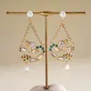 Pendientes Europeos y Americanos de Lujo Ligero con Perlas y Corazones Tachonados de Diamantes, Geométricos, Pendientes de Alta Gama Personalizados Transfronterizos, Accesorios para Orejas de Nicho de Instagram