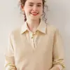 Colete de Cashmere Gola V Bai Cai Rong Outono/Inverno Feminino Versátil Cor Sólida Sem Mangas Suéter Colete Quente Roupa de Fora Solta