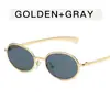 Gafas de Sol Metálicas de Moda Tendencia para Mujer Montura Ovalada Retro Gafas de Personalidad Sencillas Sensación de Alta Gama Gafas de Sol Estilo Callejero