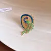 Anel Aberto de Zircônia Banhado a Ouro Real 18K Pavão, Anel de Dedo Indicador de Alto Padrão Nicho, Acessório de Mão Elegante Versátil de Luxo Leve