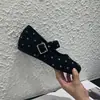 Primer Encuentro Ji Zapatos Mary Jane de Lunares Retro para Mujer 2026 Otoño Nuevo Hebilla Única Punta Cuadrada Fondo Plano Suela Suave Versátil Lana