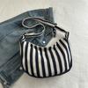 Bolsa Artística Vintage Estilo Coreano Simples Estilo Fresco Bolsa de Lona Listrada Moda Casual Bolsa de Ombro de Grande Capacidade Bolsa Feminina