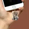 Tampão de Poeira Colorido de Acrílico para Celular Gato Pensador Transfronteiriço com Interface Oval Porta-Chaves Decorativo