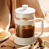 Cafetera de prensa francesa, adecuada para uso doméstico, con una jarra de vidrio resistente al calor, función espumadora de leche y un filtro de doble capa para preparar y filtrar. Gran capacidad