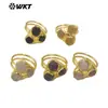 Wt-R570 Anillo Abierto de Personalidad Original Piedra Natural Chapado en Oro de 18K Diseño Hueco Joyería para el Viaje Diario