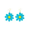 Aretes de Margarita Hechos a Mano de Verano, Aretes de Flor de Rafia de Color Contrastante Estilo Bohemio de Vacaciones en la Playa