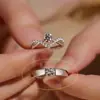 Anel de Diamante Moissanite para Casal, Anéis de Casamento de Casal Masculino e Feminino, Anel de Cauda Falso Super Brilhante de Luxo Leve